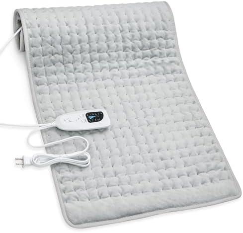 Electric Heating Pads,Heating Pad for Back,Shoulder,Hot Pad for Neck and Arms,Abdomen,Moist Heated Pad for Legs and Knee,Auto Shut Off(Silver, 33''×17'')