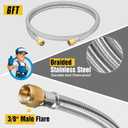 Upgraded 6 Feet High Pressure Braided Propane Hose Extension with Conversion Coupling 3/8" Flare to 1/2" Female NPT, 1/4" Male NPT, 3/8" Male Flare for BBQ Grill, Fire Pit, Heater