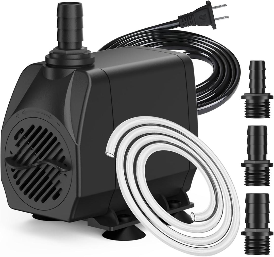 SongLong 800GPH(3000L/H) 10ft Power Cord Submersible Pump,Over Heating Protection Water Pump with 10ft Lift for Fountains, Ponds, Aquariums & Hydroponics.