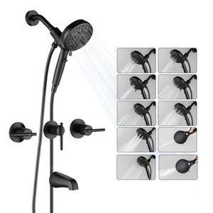 SUBEIXI 3 Handle Tub Shower Faucet Set Matte Black Magnetic Guidance Docking System High Pressure 10-Spray Handheld Shower, Wall Mounted