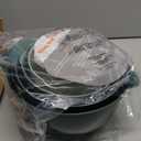 BoxedHome Green Ombre Nesting Plastic Mixing Bowl Set With Pour Spout, Microwave and Dishwasher Safe, BPA free Non-Slip Base, Set of 4 Size 1.7, 2.5, 3.5 and 4.5qt, Great for Prepping, Baking, Cooking