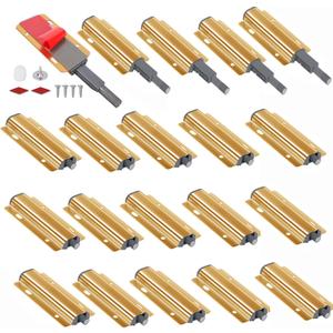 Push to Open Door Latch, 20 Pack Gold Magnetic Push Latches, Adhesive Heavy Duty Touch Latch Hardware for Push to Open Cabinet, Magnetic Door Catch for Cabinet Drawer Wardrobe Kitchen Door