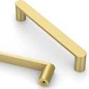 Asidrama 10 Pack 5 Inch(128mm) Brushed Gold Kitchen Cabinet Handles, Cabinet Pulls Kitchen Cabinet Hardware for Cupboard Drawer Pulls (5" Hole Center)