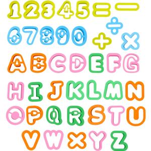41PCS Alphabet Playdough Cutter Set with Numbers Cutters, Mathematical Symbols, Colorful Alphabet Cookie Cutters, Durable Fondant Letter Cutter for Learning Letters, Number, Counting, and Crafting