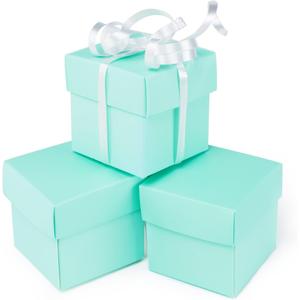 Super Z Outlet Mini Small Square Cube Robin's Egg Blue Gift Boxes with Lids for Party Favors, Decoration, Weddings, Birthdays, and more. 2" x 2" x 2" in Size. (10 Pack)