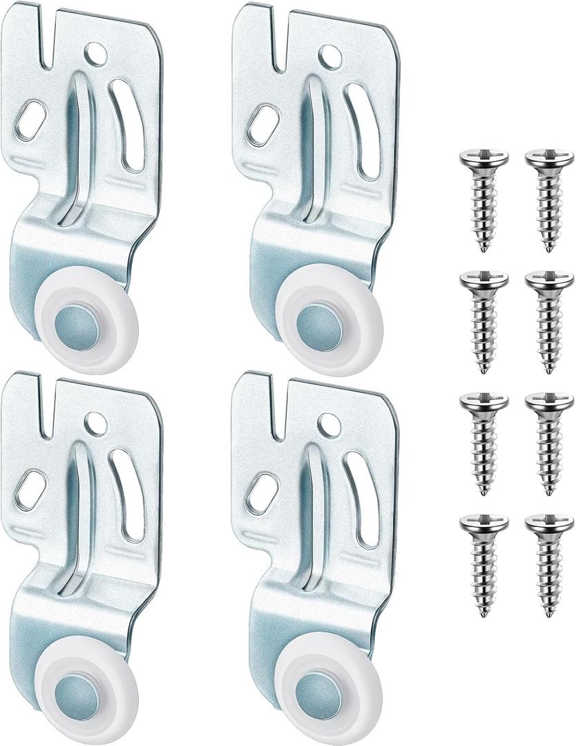 Blulu 4 Pcs Sliding Closet Door Roller Kit Wardrobe Wheels Hardware for Top Hung Bypass 3/4" to 1-3/8 Inch Thick Kitchen Doors