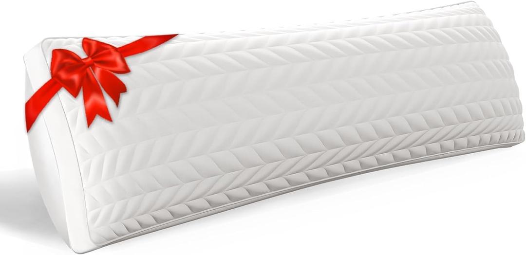 ZonLi Long Body Pillow for Adults, Firm Body Pillow with Adjustable Shredded Memory Foam, Soft Support for Side Sleepers, Pregnant Women, Washable Quilted, 20 x 54 Inch, White
