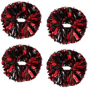 4Pcs Metallic Cheerleading Pom Poms, Creatiee 2 Pair Cheerleader Cheering Squad Pompoms for School Sports Dance Games Team Spirit Cheer