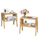 Set of 2 Stackable Bedside Table with Open Storage Compartment, HW61736