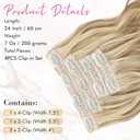 REECHO Clip in Hair Extensions, 4PCS Hair Extensions 24" Thick Long Beach Waves hair extensions HE003 Invisible Lace Weft Medium Blonde with Blonde Highlights