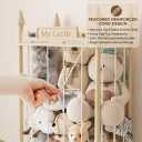 Knot-Free Wooden Stuffed Animal Storage Tower with Pre-Installed Cords, Montessori Stuffed Animal Zoo Furniture with Castle Top & Toy Chest, 57" Hand-Sanded Natural Wood (Montessori Castle), Large
