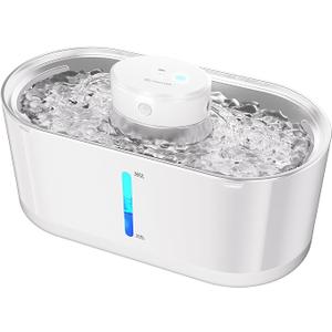 Cengcen Wireless Cat Water Fountain Cordless (Arctic White) - 5000mAh Battery Operated, 3.0L/101oz Dual Faucet, Dual Filters Design for Multiple Cats Indoor - Comes with 2 Filters