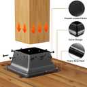 FMhotu 4x4 Post Base 2Pcs, Internal 3.6"x3.6" Heavy Duty Powder-Coated Steel Post Bracket Fit for 4x4 Standard Wood Post Anchor, Decking Post Base for Deck Porch Handrail Railing Support with Screws