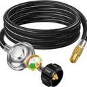 Propane Hose Adapter & Regulator Fit for Blackstone Griddle to Propane Tank, Grill Gas Regulator Line with Gauge, Fit for 17/22 Tabletop Griddle, Pit BOSS 2 Burner Griddles,Blue Rhino Razor Griddles