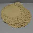 MCEAST 100 Pack Round Brown Kraft Paper Doilies 13.5 Inches Lace Paper Place Mats Rustic Scallop Doily Disposable Table Pads for Food Cakes Crafts Party Weddings Tableware Decor, Large, Bro