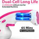 Cordless Grass Shear & Hedge Trimmer 7.2V Handheld Electric Grass Trimmer with 2 * 2000mAh Battery 2 in 1 Lightweight Shrub Trimmer Type-C Cable for Small Bushes, Lawn Edging & Garden Pink