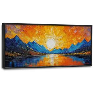 Sunset Mountain Large Wall Art for Living Room Big Landscape Painting Wall Decor Framed Canvas Pictures Print Sunrise Nature Artwork Decorations for Bedroom Office Bathroom Dining room Gifts 30"x60"