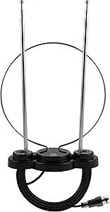 GE Traditional Rabbit Ear HD Digital TV Antenna, Long Range Smart TV Antenna, Extendable 15in Rabbit Ear Dipoles and Ciruclar Loop, Supports 4K 1080P HD Smart TV VHF UHF, Compact Design, 33676