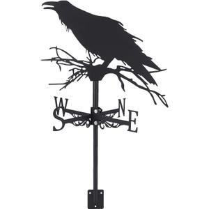 SUPERDANT Crow Weathervane Raven Weather Vane for Yard Animal Metal Wind Vanes Roof Mount for Outside Garden Black Weathervanes Farmhouse Farm Barn Sheds Patio Outdoor Halloween Decorations Gifts