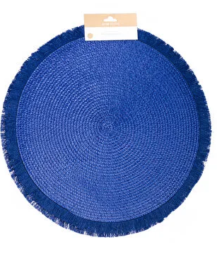 NDO 4 PK FRINGE PLACEMAT BLUE