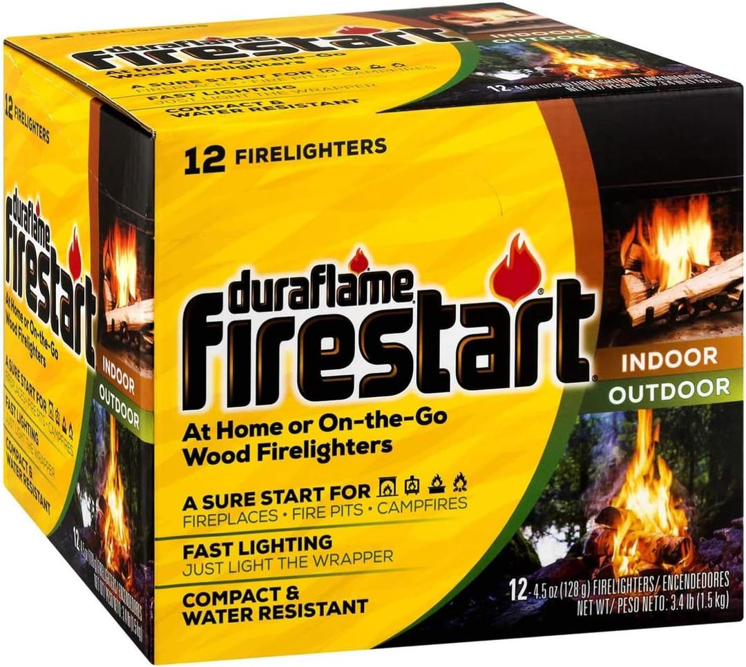 Duraflame Firestart Indoor/Outdoor Firelighters - Quick Ignition for BBQ, Fireplace, Fire Pit and Campfires (12 pack)