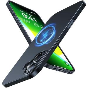 TORRAS Magnetic Slim-Fit for iPhone 16 Case 6.1 inch, Ultra-Thin 16 Phone Case Compatible with MagSafe Phone 16 Case, Light Anti-Scratch Matte Hard PC Bayer OriginFit, Black