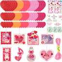 Eaasty 294 Pcs Valentine's Day Craft Kit Valentine's Day Cards Kit DIY Bookmarks Set with Assorted Cards, Heart Foam Sticker, Poms, Rhinestone, Motivational Stickers, for Gifts Exchange
