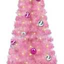 4 Ft Lighted Mini Artificial Pink Christmas Tree with Timer Remote Control 8 Mode 100 Warm White Light 18 DIY Ball Ornaments 3D Star Battery Operated Small Xmas Tree Table Indoor Holiday Decor