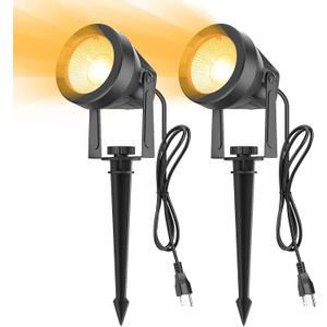 VOLISUN Plug in Spot Light Outdoor spotlights,Landscape Spotlights Landscape Lights with Plug,IP65 Waterproof,Outdoor Spotlights for Trees,Yard,House,Flags (2Packs,Warm White)