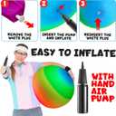 Bedwina 18 Inch Rainbow Playground Ball for Kids (Pack of 1 or 2) Jumbo Size Rainbow Inflatable Big Bouncy Kickball for Park, Giant Balls for Indoor and Outdoor Games with Hand Pump