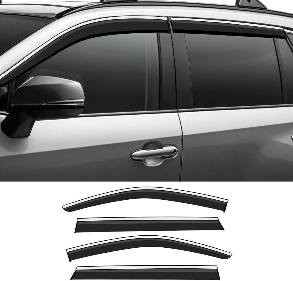 Vesul Window Visor Compatible with All NEW 2025 2026 VW Volkswagen Tiguan Out-Channel Window Rain Guards Deflectors Vent Shades Accessories Stainless Steel Silver Trim