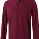 Men's Pique Polo Shirts Long Sleeve Cotton Blend Tipped Casual Collared Polo Shirts Business Classic Fit (XXXL)