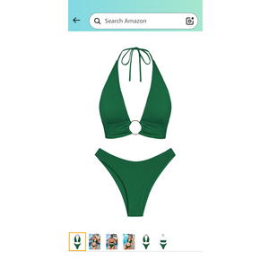 ZAFUL O Ring Halter Bikini Sets for Women High Cut Swimsuits Trendy 2 Piece Bathing Suits, M