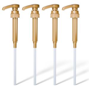 4 Pcs Coffee Syrup Pump Dispenser - Works as Skinny and Torani Syrup Pump - Fits Various 25.4 oz Bottles, Precise Dispensing 0.3oz & Lockable Design, Easy to Use & Clean, Ideal for Liquid & Pastes (Gold)