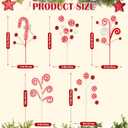 5pcs Candyland Christmas Tree Picks Candy Cane Tree Topper, Red and White Christmas Tree Decorations with Glitter, Curly Lollipop Candy Picks for Xmas Holiday Wreath Vase Party Decor