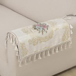 Loom and Mill Luxury Jacquard Sofa Arm Covers 2 PCS, Elegant Floral Couch Armrest Cover with Tassels, Non-Slip Furniture Protector for Chair Sofa Recliners Couch Dogs Pets, Pearly Beige, 14x14in (Armrest Cover-2 Pieces 14x14 inch, Pearly Beige)