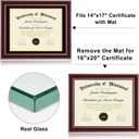 16x20 Diploma Frames 14x17 with Black Mat, Fits Degree Certificate Document, 20 x 16 Cherry Red Frame with Tempered Glass Panel for Wall Mounting