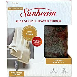 Sunbeam Royal Luxe Walnut Heated Personal Throw Blanket, Cozy-Warm, Adjustable 3 Heat Settings, 50x60
