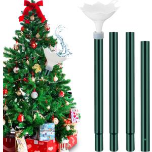 Tioncy Christmas Tree Watering System with Poinsettia Wide Opening Design Stainless Steel Christmas Tree Watering Funnel with Long Funnel Spout for Indoor and Outdoor Trees(White)