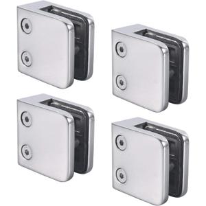 Heavy Duty Square Flat Back Glass Clamp 55 x 55 mm for Tempered Glass or Laminated Glass, Polished Finish(4pcs)