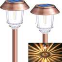 DenicMic Solar Garden Lights Outdoor Pathway Lights Glass Stainless Steel Waterproof Solar Powered Landscape Lighting for Yard Patio Lawn Path Walkway, Super Bright 12-40 Lumens, 2 Pack