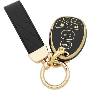 TPU Protective Key Fob Cover Case Compatible with GMC Acadia Yukon Cadillac Escalade SRX Chevy Suburban Tahoe Traverse Buick Enclave Pontiac Torrent Key Fob (Black)