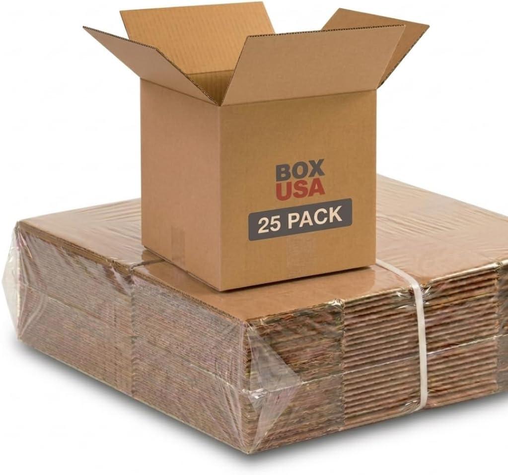 BOX USA Shipping Boxes Small 10"L x 10"W x 10"H 25-Pack, Cardboard Box for Shipping, Moving, Mailing, Packing, Packaging and Storage