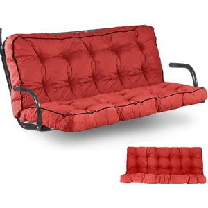 Outdoor Swing Cushions Waterproof, Thicken Porch Swing Cushion Replacement, 55 Inch Bench Seat Cushions for Garden Furniture Pad (Bright Red, 40X55 inch)