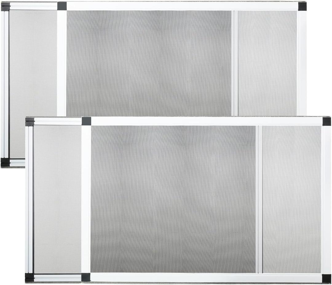 Topmess Expandable Adjustable Window Screen, 304 Stainless Steel mesh Window Screen 2 Pack (15" H x 21" -40 "W) - White Medium Replacement Window Screen with Frame