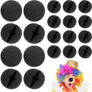 STOBAZA 20pcs Black Clown Noses - 2 Inch Soft Sponge Foam Circus Noses Bulk for Carnival Halloween Costume, Cosplay, Masquerade Party, Magi Show & Carnival Photo Props (Black) (5.00X5.00X5.00CM)