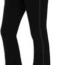 Sunzel Flare Leggings for Women with Pockets, High Waisted Tummy Control Yoga Pants, Wide Leg Denim-Look (Black, S)