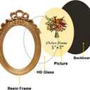 JANDERART Vintage Oval Picture Frame 5x7 Inch, Antique Ornate Photo Frames with Glass Front, Tabletop & Wall Hanging, Gold