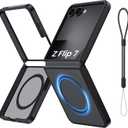 Magnetic for Galaxy Z Flip 7 Case, Compatible with MagSafe, [No Screen Protector] [Military-Grade Protection] Slim Translucent Matte Shockproof Phone Case for Samsung Flip 7 (Black)