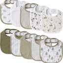 10 Pack Cotton Snap Bibs for Baby Boy Girl, Super Soft Drool Bibs for Teething and Feeding